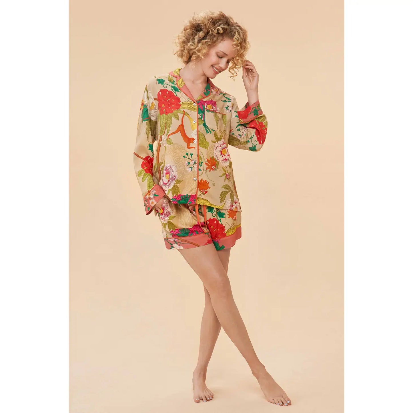 Tropical Flora and Fauna Pajamas in Coconut