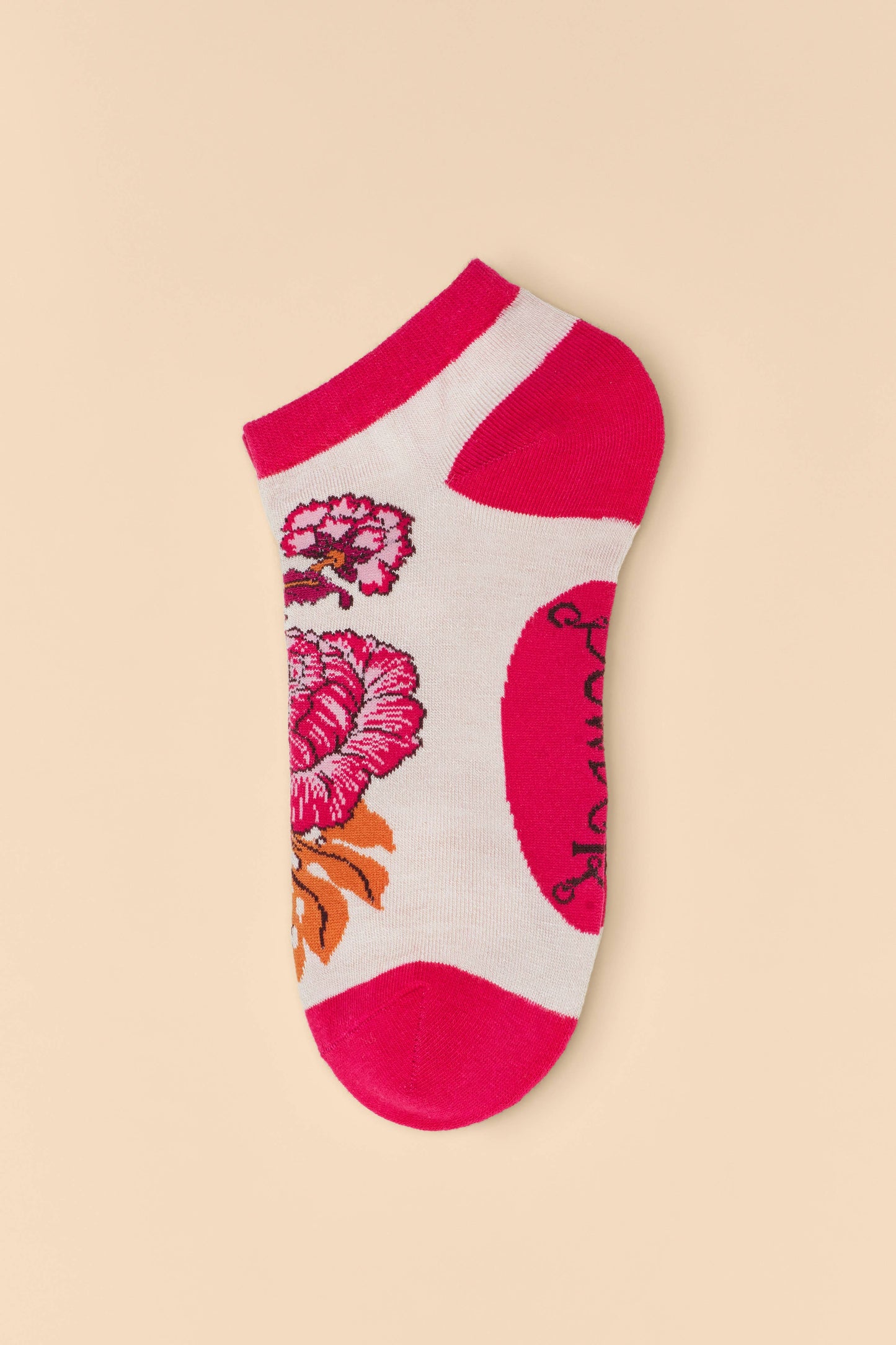 Paisley Floral Ankle Socks - Cream