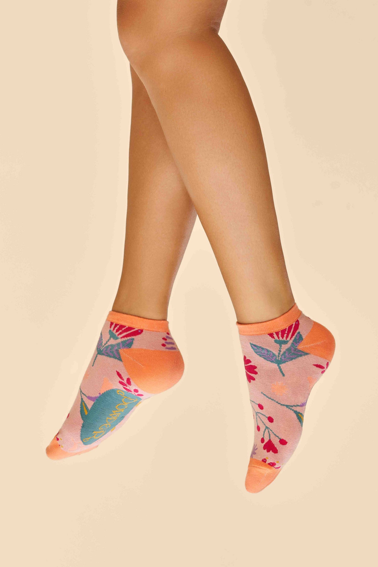 Watercolor Flowers Trainer Socks - Petal