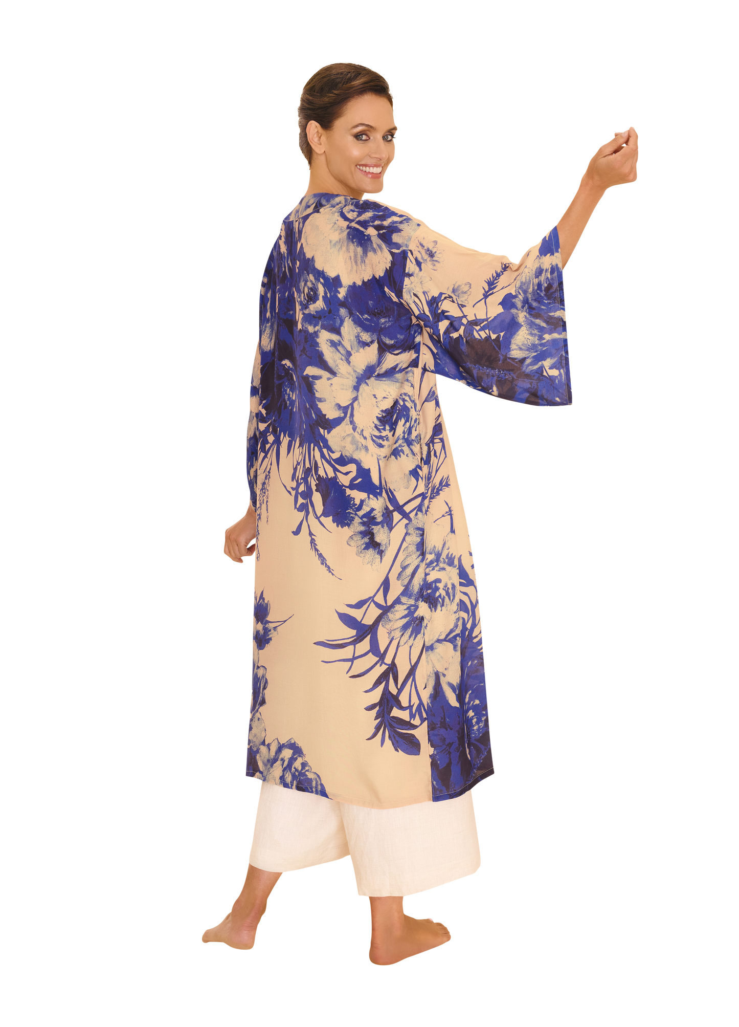 China Blue Blooms Kimono Gown