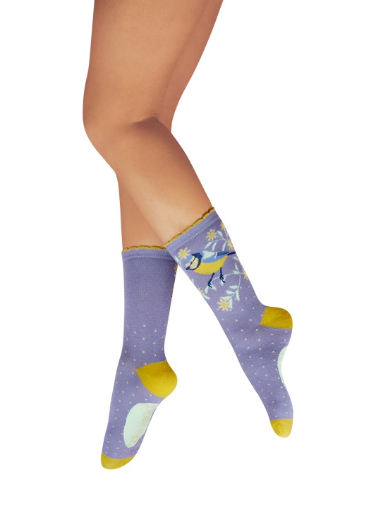 Blooming Blue Bird Ladies Socks