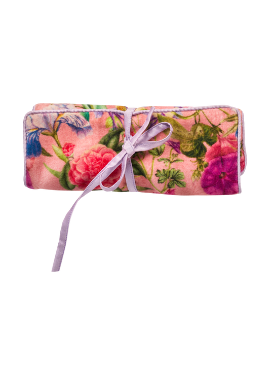 Floral Jewlery Roll - Pink