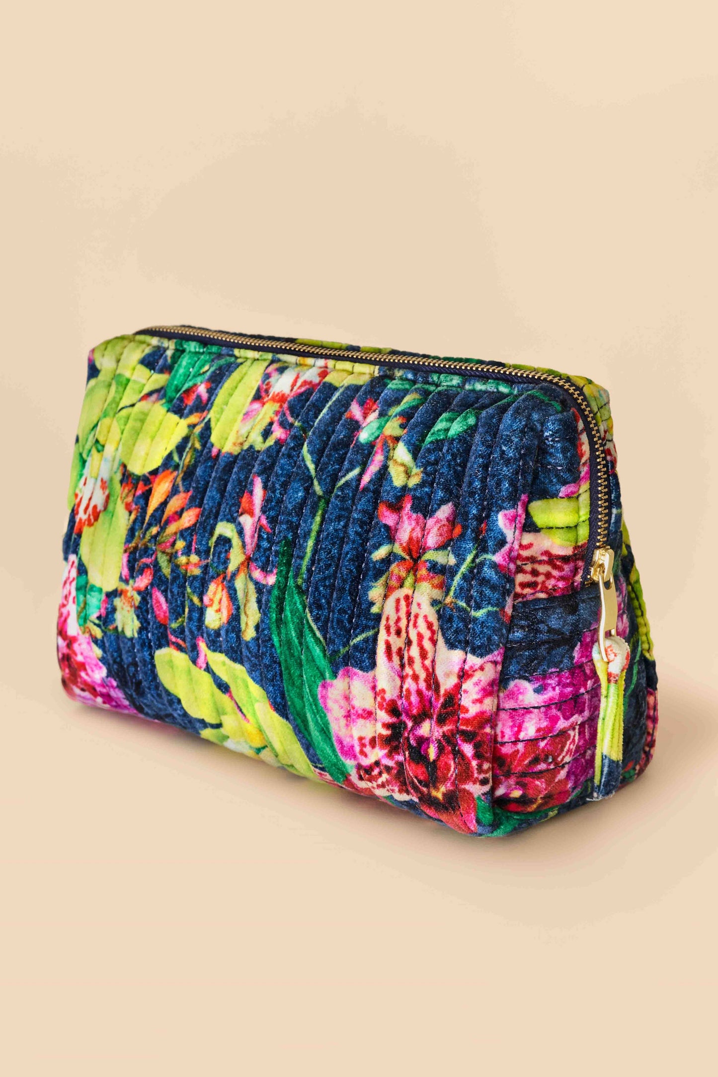 Large Quilted Washbag - Exotic Evening, Ink