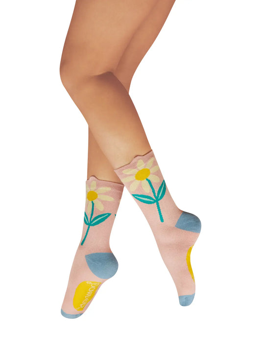Flower Top Ankle Socks - Daisy Petal: Pink