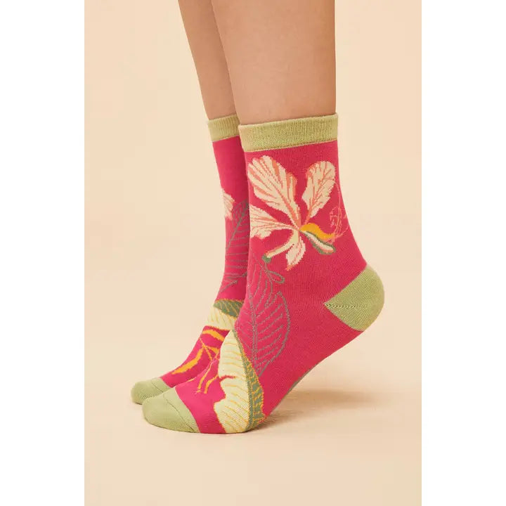 Delicate Tropical Flora Socks