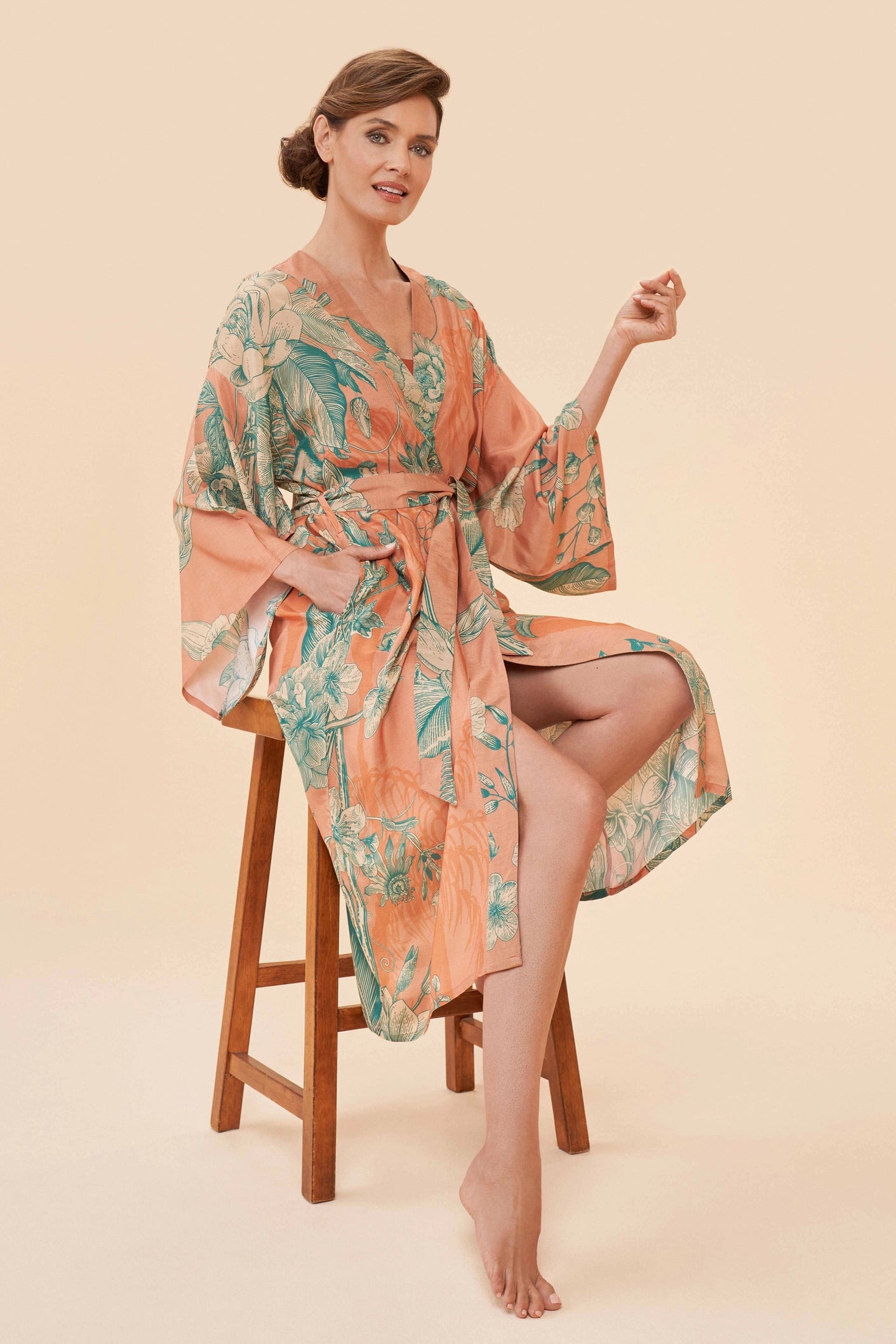 Tropical Flora and Fauna Kimono Gown