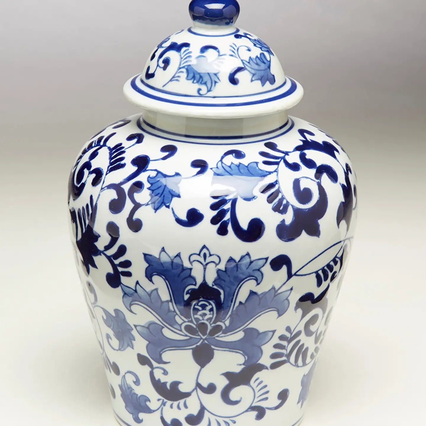 White and Blue Floral Ginger Jar