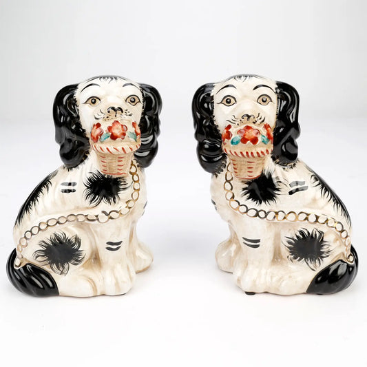 Staffordshire Dog Pair with Flower Baskets