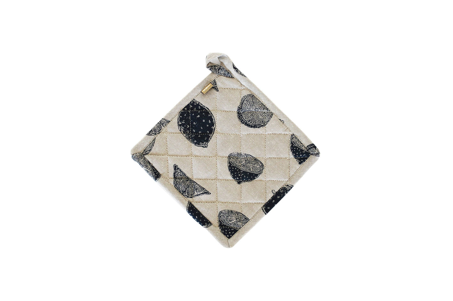 Trivet / Pot Holder Lemons print Dark Blue