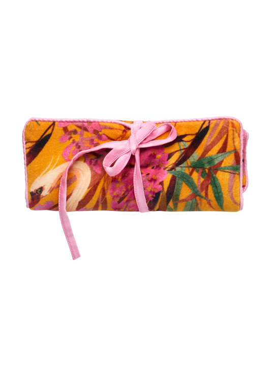Oriental Crane Jewlery Roll - Ochre