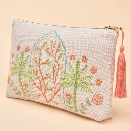 Jute Zip Pouch - Paradise Palms