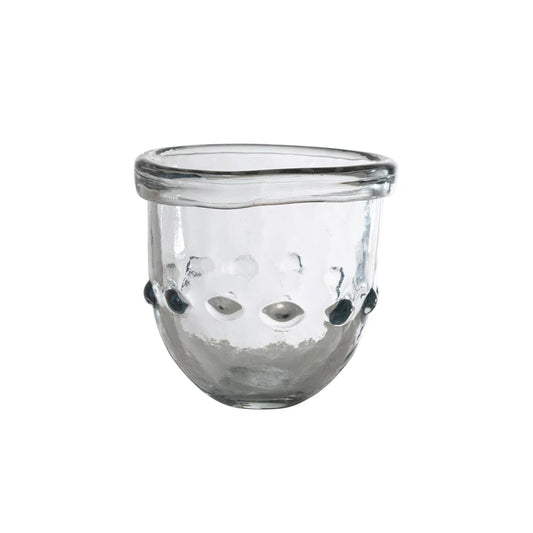 Hand-Blown Glass Votive Holder w/ Embossed Dots