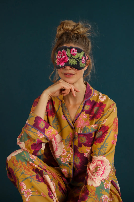 Painted Peony Velvet Eye Mask